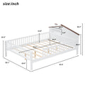 Full Size Wood Platform Bed With House Shaped Headboard, Led And Built In Storage, White Box Spring Not Required Full White Wood Bedroom Bed Frame Wood
