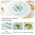 Double Layer Rotatable Round Glass.The Rotatable Design Makes It More Convenient To Retrieve And Place Items.The Upper Glass Has A Diameter Of 30.3 Inches, While The Lower Glass15 Inches.