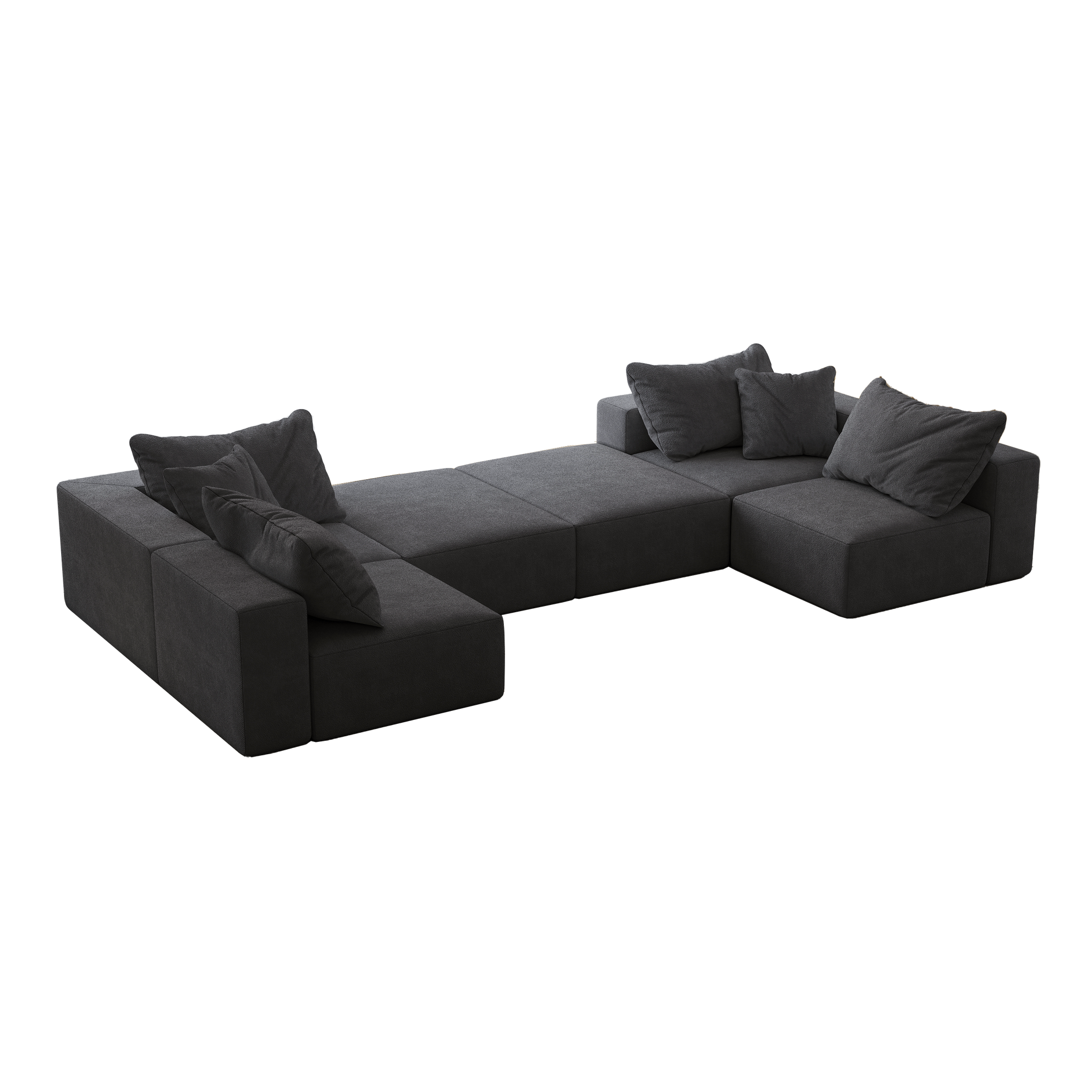 Oversized Sponge Cloud Sofa,Modern Upholstered Sectional Sofa Couch Set,Modular 162" L Shaped Sectional Living Room Sofa Set With 6 Pillows,Free Combination Sofa Couch For Living Room,Bedroom Grey Foam Chenille 6 Seat