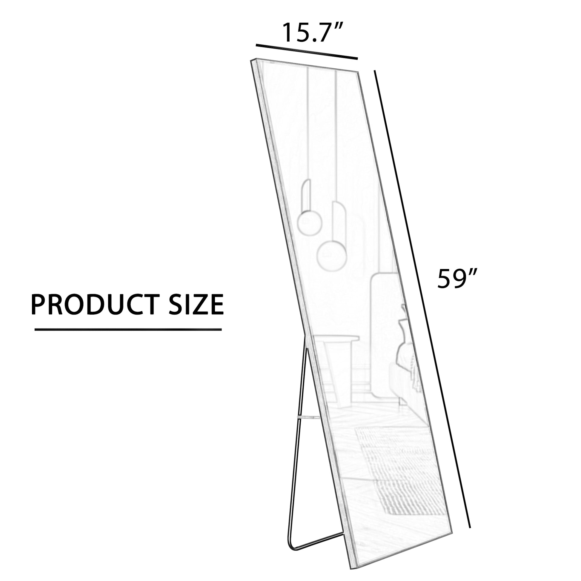 The 4Rd Generation Aluminum Alloy Metal Frame Wall Mounted Full Body Mirror, Bathroom Makeup Mirror, Bedroom Entrance, Decorative Mirror, Quality Upgrade, 59 "* 15.7"W1151125156 Transparent Glass