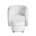 Modern Contemporary Swivel Chair With Ottoman White Boucle Fabric Upholstery Solid Wood Living Room Furniture White Primary Living Space Contemporary,Modern Plywood,Solid Wood