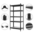 5 Storey Kitchen Storage Rack, Adjustable Metal Storage Rack With Rollers, Storage Rack Unit Organizer For Bedroom Laundry Cabinet Black Metal Carbon Steel