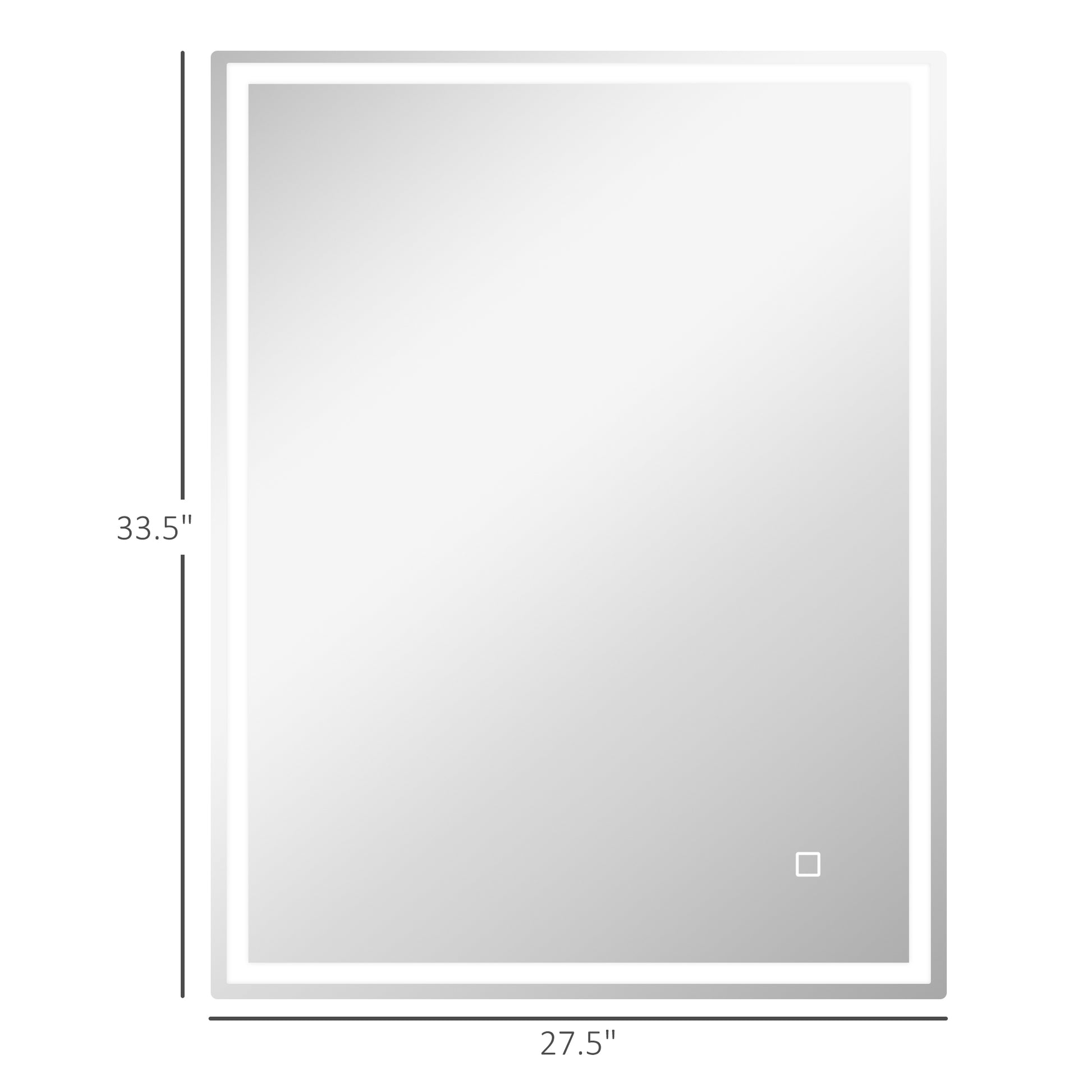 Homcom 36" X 28" Dimmable Bathroom Mirror With Lights, 3 Colors & Defogging Silver Tempered Glass