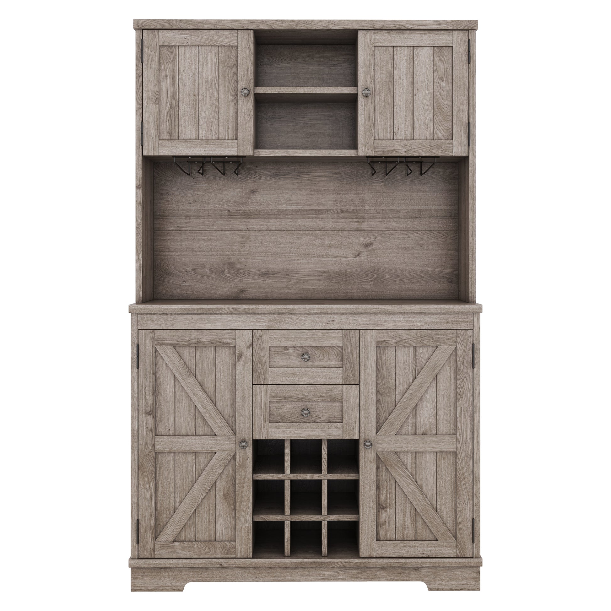 Coffee Bar Cabinet Kitchen Cabinet With Storage, Farmhouse Wine Cabinet With Drawers Shelves And Cabinets, Buffet Cabinet Wine & Glass Racks For Dining Room, Kitchen, Oak Brown Oak Particle Board Mdf