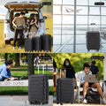 Pp Luggage Sets 3 Piece 20 24 28 , Expandable Carry On Luggage With Tsa Lock Airline Approved, Pp Materials Hard Shell And Lightweight Suitcase With Spinner Wheels Black Black Polypropylene