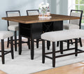 1Pc Farmhouse Counter Height Dining Rectangular Table W Storage Two Tone Black Brown Finish Transitional Contemporary Wooden Dining Room Furniture Black Seats 6 Dining Room Contemporary,Farmhouse,Transitional Rectangular Rectangular Wood