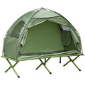 Outsunny Camping Tent Cot, Single Person Folding Cot Combo, Off Ground Tent, Covered Outdoor Bed With Carry Bag For Hiking, Camping Green Polyester