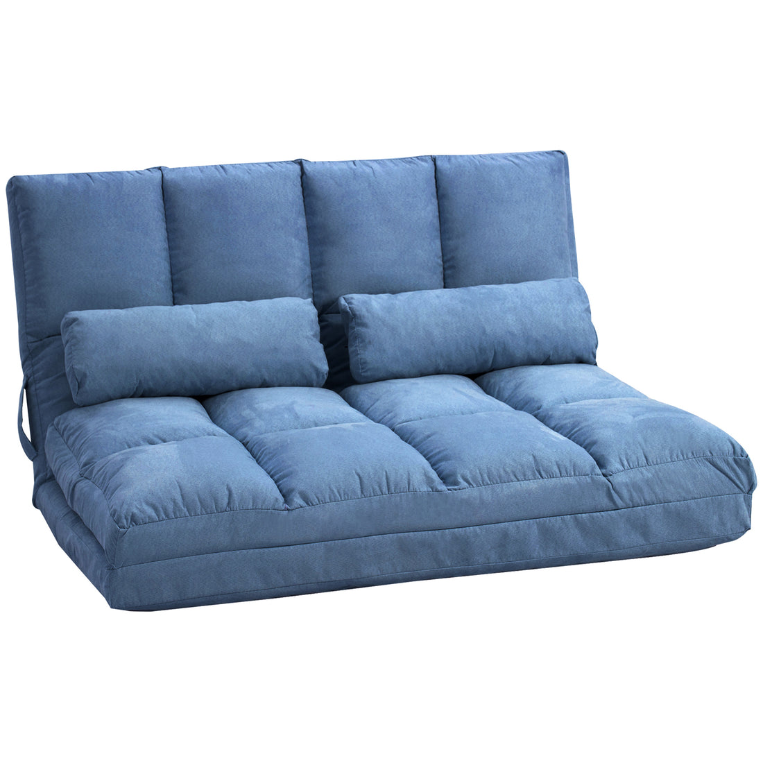 Homcom Convertible Floor Sofa Chair, Folding Couch Bed, Guest Chaise Lounge With 2 Pillows, Adjustable Backrest And Headrest, 40.25" L, Blue Blue Polyester