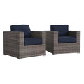 Wicker Club Chair Sunbrella Grey Brown Gray,Navy Blue Wicker