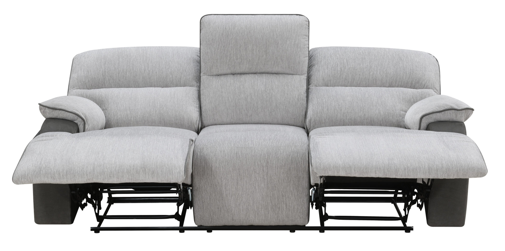 Cyprus 3 Piece Reclining Living Room Set Gray Gray Fabric