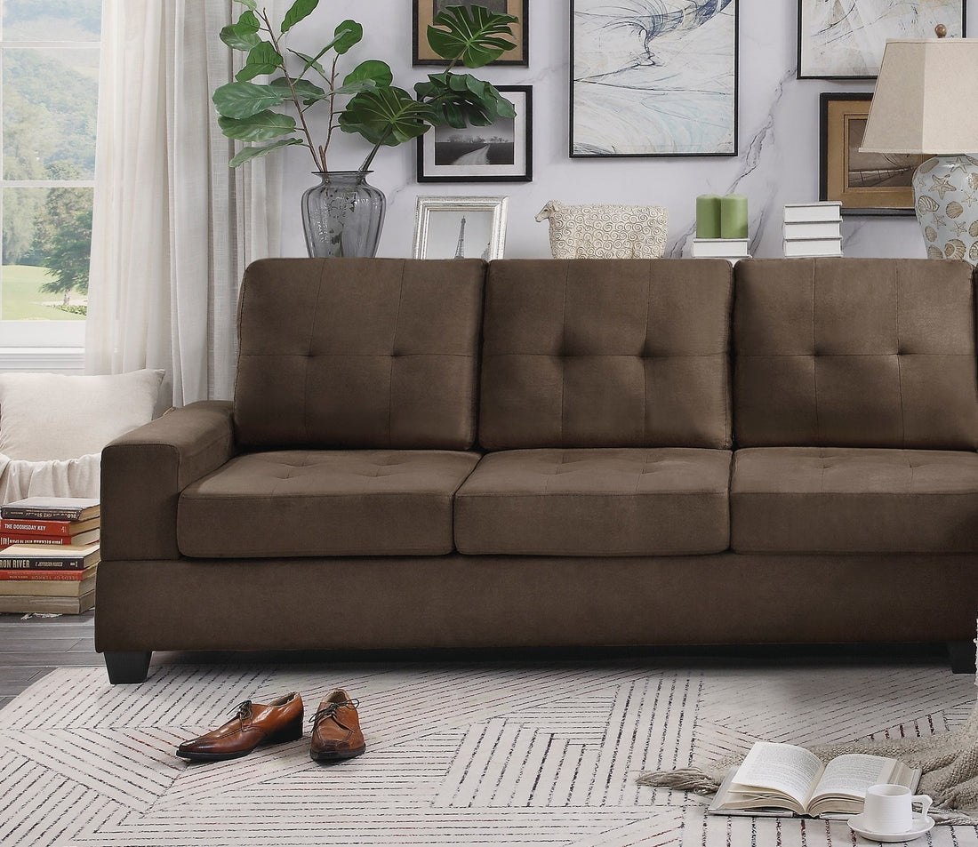 Modern Living Room 2 Piece Sectional Reversible Sofa Chaise Tufted Detail Brown Microfiber Upholstered Drop Down Cup Holder Solid Wood Frame Furniture Chocolate Microfiber Wood Primary Living Space Modern L Shaped Solid Wood 4 Seat