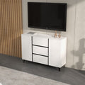 3 Drawers And 2 Doors Light Luxury Sideboard Buffet Cabinet White Wood