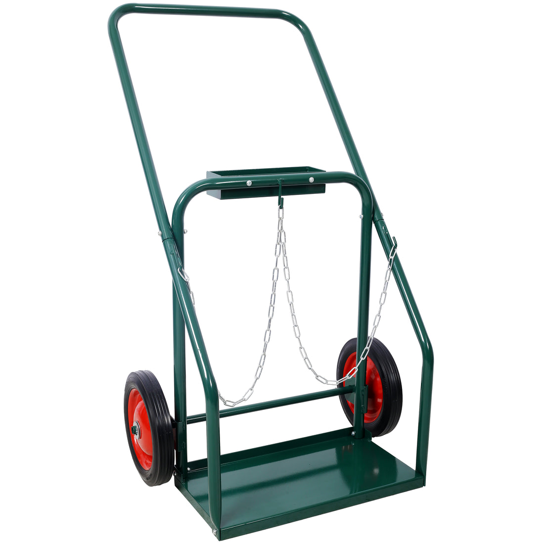 440Lbs Capacity Cylinder Cart,Welding Cylinder Hand Truck,Large Dual Oxygen Tank Cart Dolly With 10 Inch Solid Rubber Wheels Green Steel