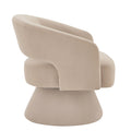 Modern Swivel Barrel Chair, Upholstered Velvet Round Accent Chairs,360 Degree Comfy Swivel Chair With Open Backrest, Single Chair Armchair For Living Room Bedroom, Homerest,Taupe Beige Taupe Primary Living Space American Design,Contemporary,Luxury,Mid