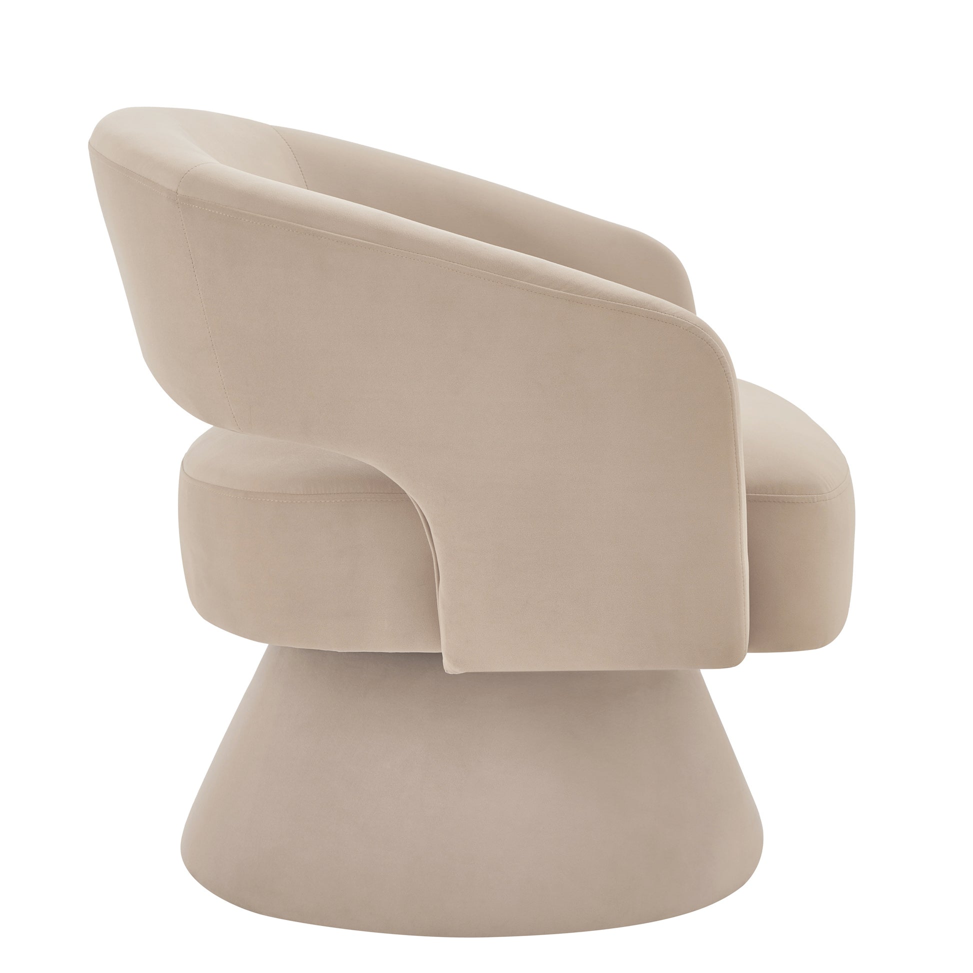 Modern Swivel Barrel Chair, Upholstered Velvet Round Accent Chairs,360 Degree Comfy Swivel Chair With Open Backrest, Single Chair Armchair For Living Room Bedroom, Homerest,Taupe Beige Taupe Primary Living Space American Design,Contemporary,Luxury,Mid