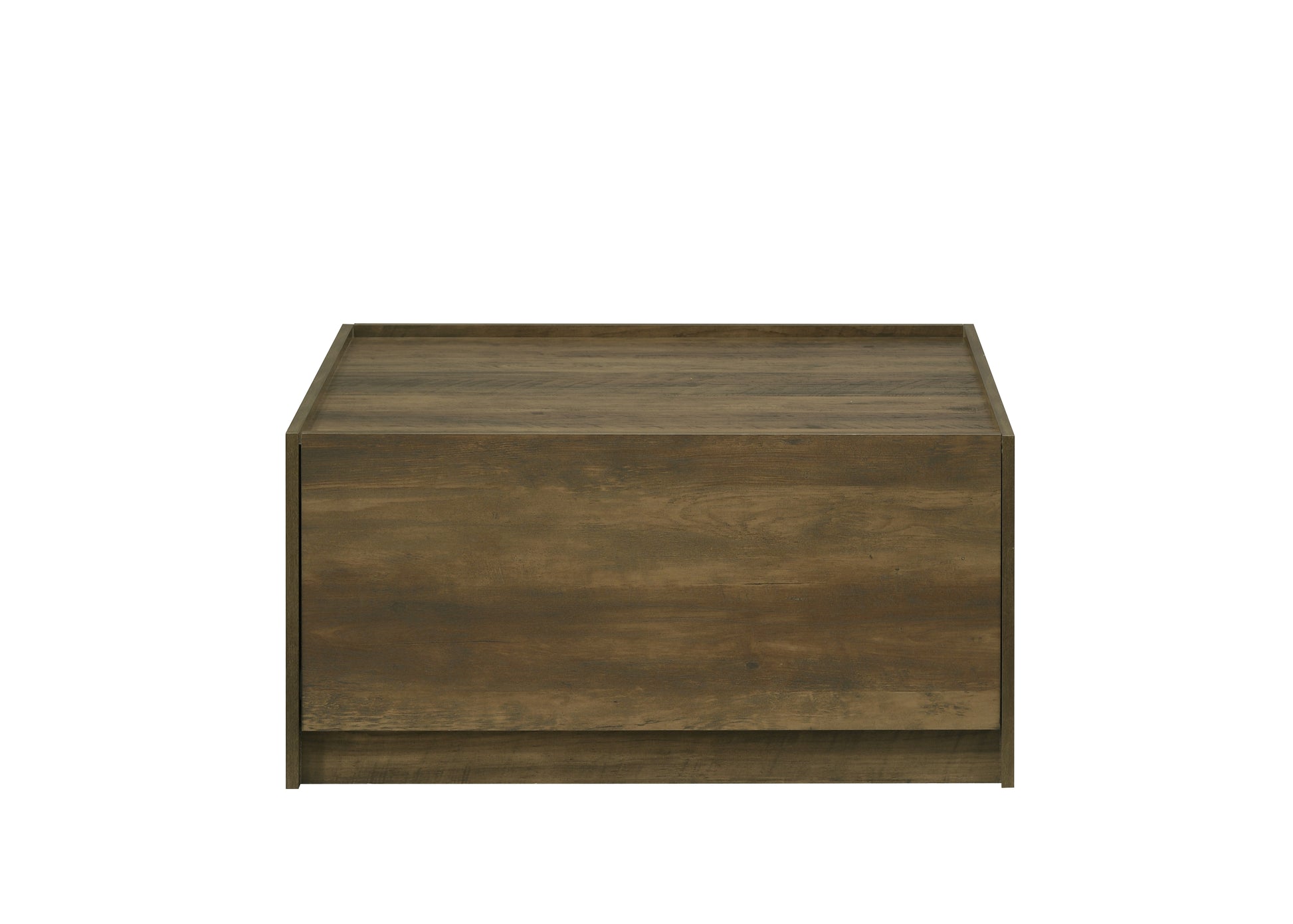 Travon 31.5"W Oak Finish Square Coffee Table With 2 Drawers Oak Engineered Wood