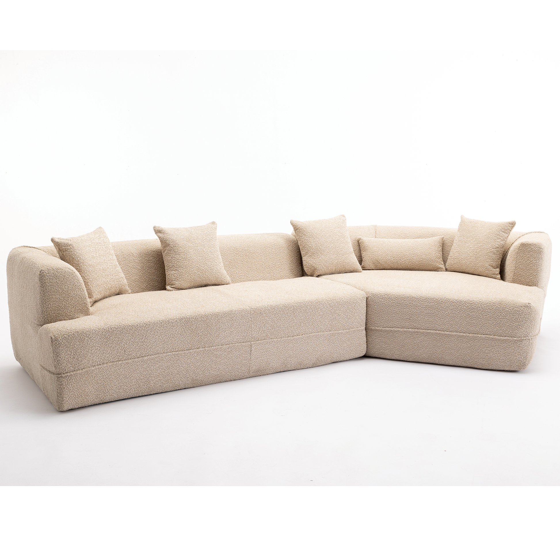 And Upgraded Extended Edition Modular Sofamodern Minimalist Style Sofa, Upholsteredfree Combination, Round Fiber Fabric, Anti Wrinkle Fabric,Dimension Extension,Brown Light Brown Polyester Primary