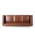 Mirod 81'' Pu Sofa,Tufted Back,Solid Wood Legs,Living Room And Study Light Brown Pu 3 Seat