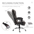 Homcom High Back Ergonomic Executive Office Chair, Pu Leather Computer Chair With Retractable Footrest, Lumbar Support, Padded Headrest And Armrest, Coffee Coffee Pu