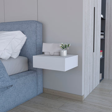 Vienna Floating Nightstand, Sleek Wall Mounted Design With Spacious Drawer Storage White 1 Drawer Floating Contemporary Storage Particle Board Engineered Wood