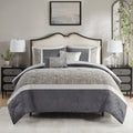 5 Piece Textured Jacquard Stripe Comforter Set With Throw Pillows Full Queen Multicolor Polyester