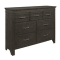 1Pc Charcoal Gray Finish 7 Drawers Dresser Transitional Style Wooden Bedroom Furniture Charcoal Grey Bedroom Transitional Wood