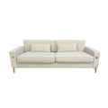 Fx P18 Cw Sofa Luxury Velvet Sofa With Gold Accents Modern 3 Seat Couch With Plush Cushions, Perfect For Living Room And Office Decor Cream White Velvet 2 Seat