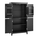 Elegant Bathroom Floor Storage Cabinet, Bathroom Storage Unit, Freestanding Cabinet With 4 Doors, Adjustable Shelves, Adaptable Shelves, Black Black Mdf