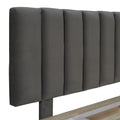 Queen Size Upholstered Floating Bed With Led Light And Usb Port, Velvet, Gray, Hydrualic Platform Bed Queen Gray Velvet