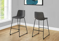 Office Chair, Bar Height, Standing, Computer Desk, Work, Grey Leather Look, Black Metal, Contemporary, Modern Grey Foam Polyurethane