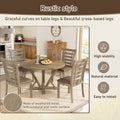 Modern Farmhouse Round Dining Table 45.7Inch Solid Wood Rubberwood Antique Finishing Rustic Look Distressed Look Wire Brushed For 4 Seaters Grayish Brown Light Brown Distressed Finish Dining Room Antique,Farmhouse,French Country,Rustic,Vintage Rubberwood
