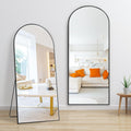 Dolonm 64X21 Inch Arch Full Length Mirror, Aluminum Alloy Frame Floor Mirror, Large Mirror Free Standing Hanging Or Leaning, Full Body Mirror For Living Room, Bedroom, Cloakroom, Hallway, Black Black Mirror