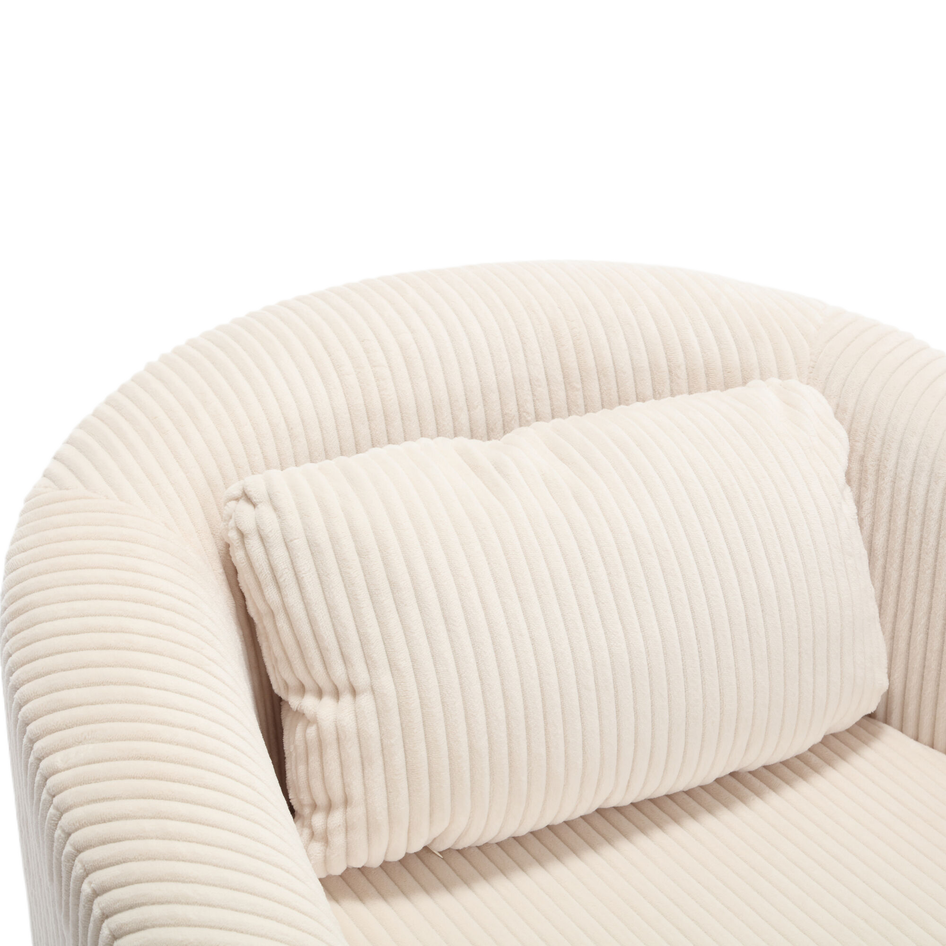Coolmore Living Room Accent Barrel Chair, Century Modern Style Decorative Chair, Armchair For Living Room With Thick Cushions And Pillows, Comfy Single Sofa Chair, Chair With Wooden Legs,Beige Beige Corduroy