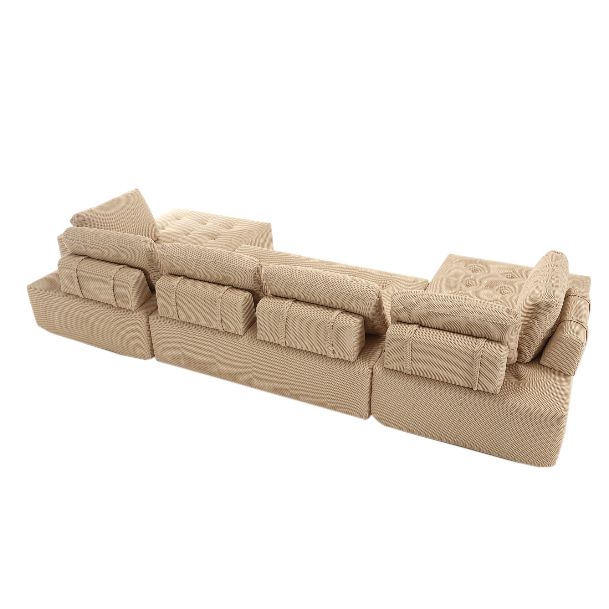 Arrived 138.5 "Modular Combination Sofa, U Shaped Sofa, Living Room, Apartment, Upholstered ,6 Seat Sofa, Free Combination Sofa Mesh Fabric ,Fabric, Khaki Khaki Polyester Primary Living Space Soft