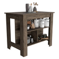 Brooklyn Kitchen Island, Three Concealed Shelves Dark Brown Kitchen Contemporary Rectangular Stationary Kitchen Islands Pine Melamine Engineered Wood Medium 40 55In