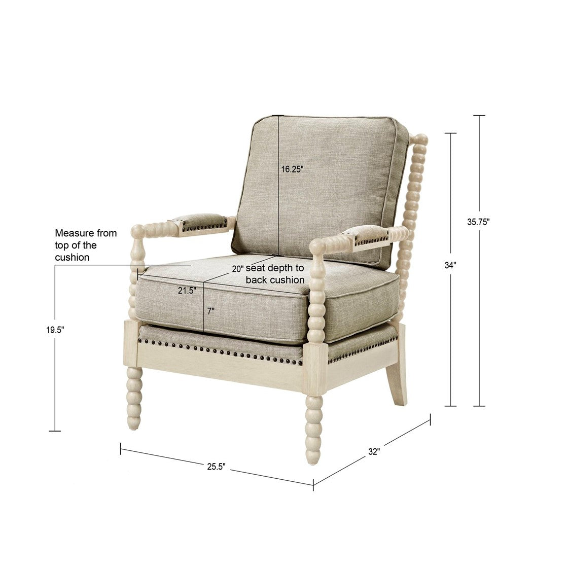 Accent Arm Chair Light Grey Wood Fabric
