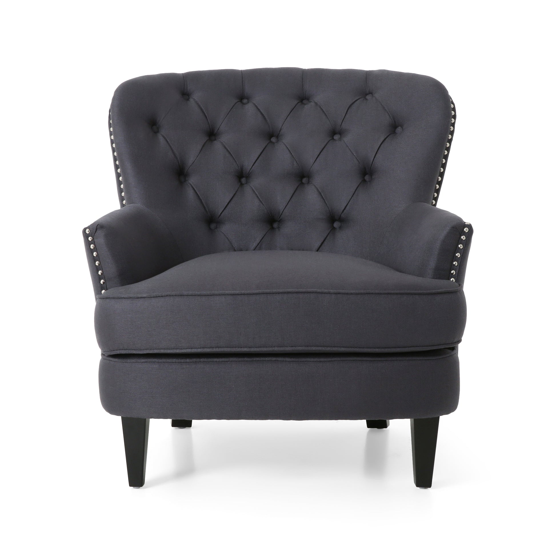 Club Chair Ottoman Grey Fabric