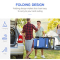 Outsunny Folding Patio Chairs Set Of 2, Outdoor Deck Chair With Adjustable Sling Back, Camping Chair With Removable Headrest For Garden, Backyard, Lawn, Blue Blue Steel