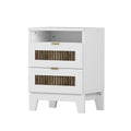 4 Pieces Bedroom Sets, Full Size Farmhouse Platform Bed With Wooden Strip Decoration, Storage Nightstand And Dresser With Metal Handle, White Full White 4 Piece Set Particle Board