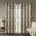 Ogee Knitted Jacquard Total Blackout Curtain Panel Only 1 Pc Panel Taupe Polyester