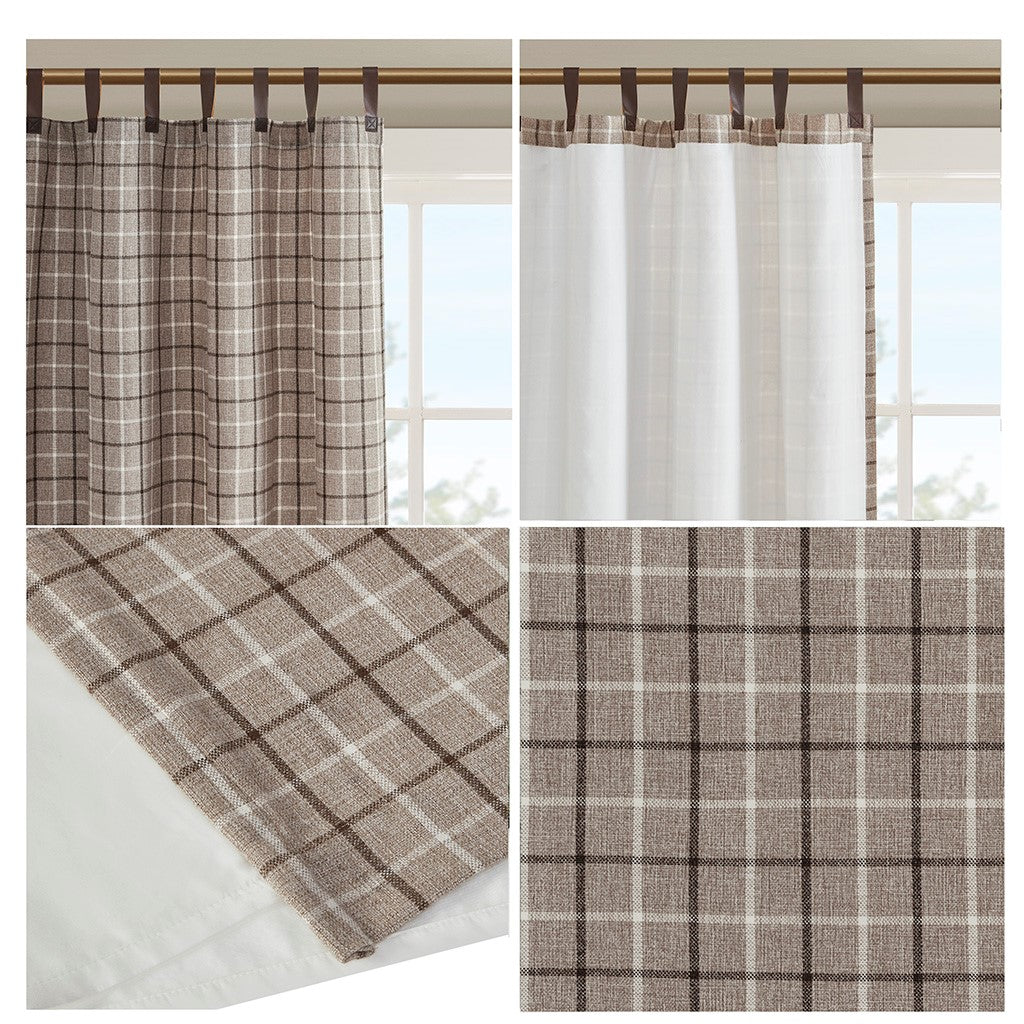 Plaid Faux Leather Tab Top Curtain Panel With Fleece Lining Only 1 Pc Panel Multicolor Polyester