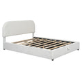 Teddy Fleece Queen Size Upholstered Platform Bed With Hydraulic Storage System, White Queen White Teddy