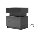 Led Nightstand Modern Black Nightstand With Led Lights Wood Led Bedside Table Nightstand With 2 High Gloss Drawers For Bedroom Standard 1 2 Drawers Black Bedroom Drawers Included American