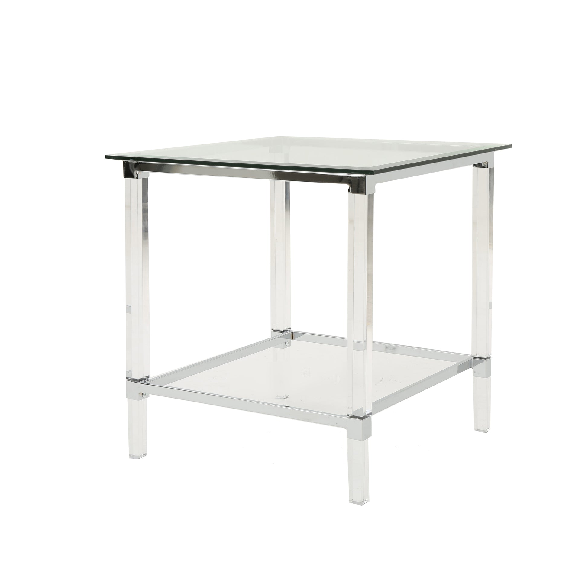 Square End Table Clear Glass Acrylic