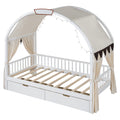 Twin Size Bed With Arched Roof And 2 Drawers, White Twin White Plywood