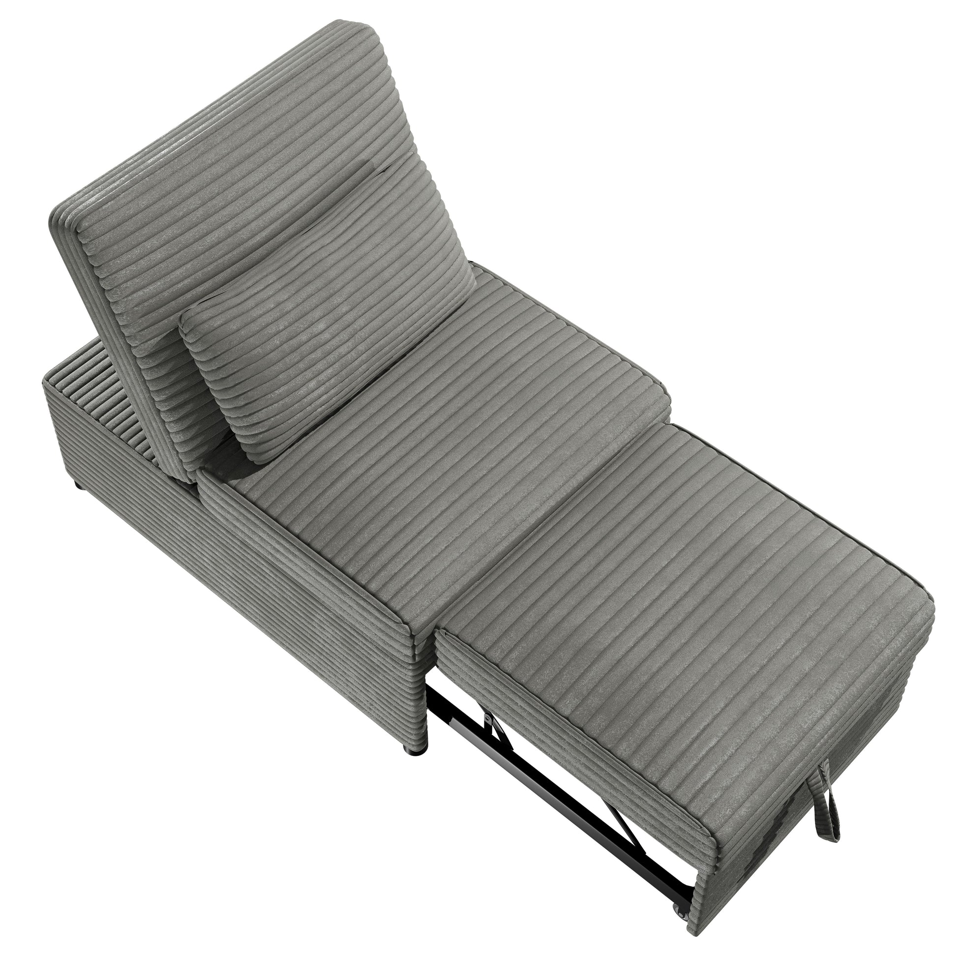 Contemporary Sleeper Sofa Chair Pillow Plush Tufted Seat 1Pc Convertible Sofa Smoke Color Wide Welt Corduroy Smoke Corduroy Wood Primary Living Space Pillow Back Contemporary,Modern,Transitional