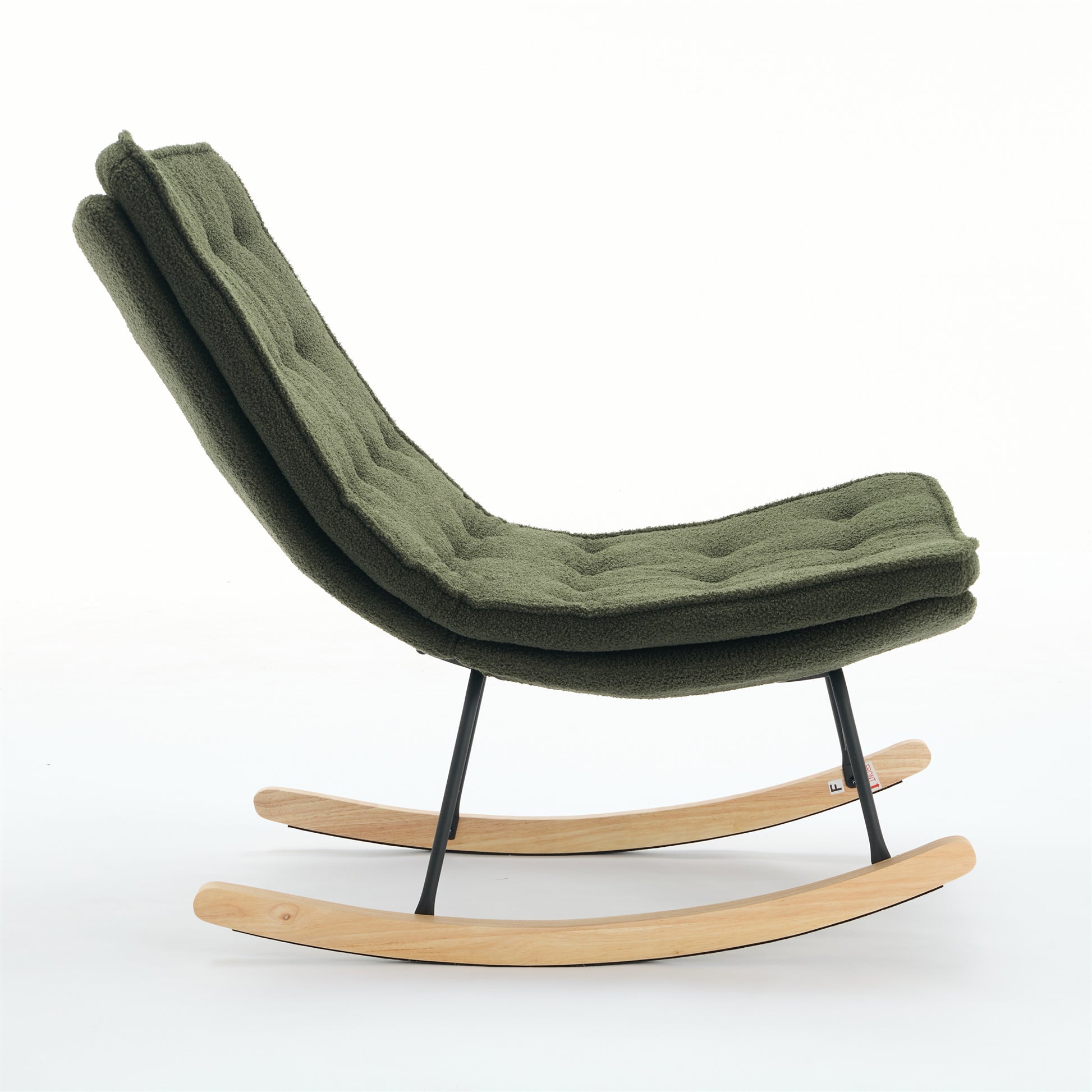 Lazy Rocking Chair,Comfortable Lounge Chair With Wide Backrest And Seat Wood Base, Upholstered Armless Rocker Chair For Living Room, Balcony,Bedroom And Patio Porch. Dark Green Cushion Iron Dark Green Primary Living Space Sponge Square Casual Rocking