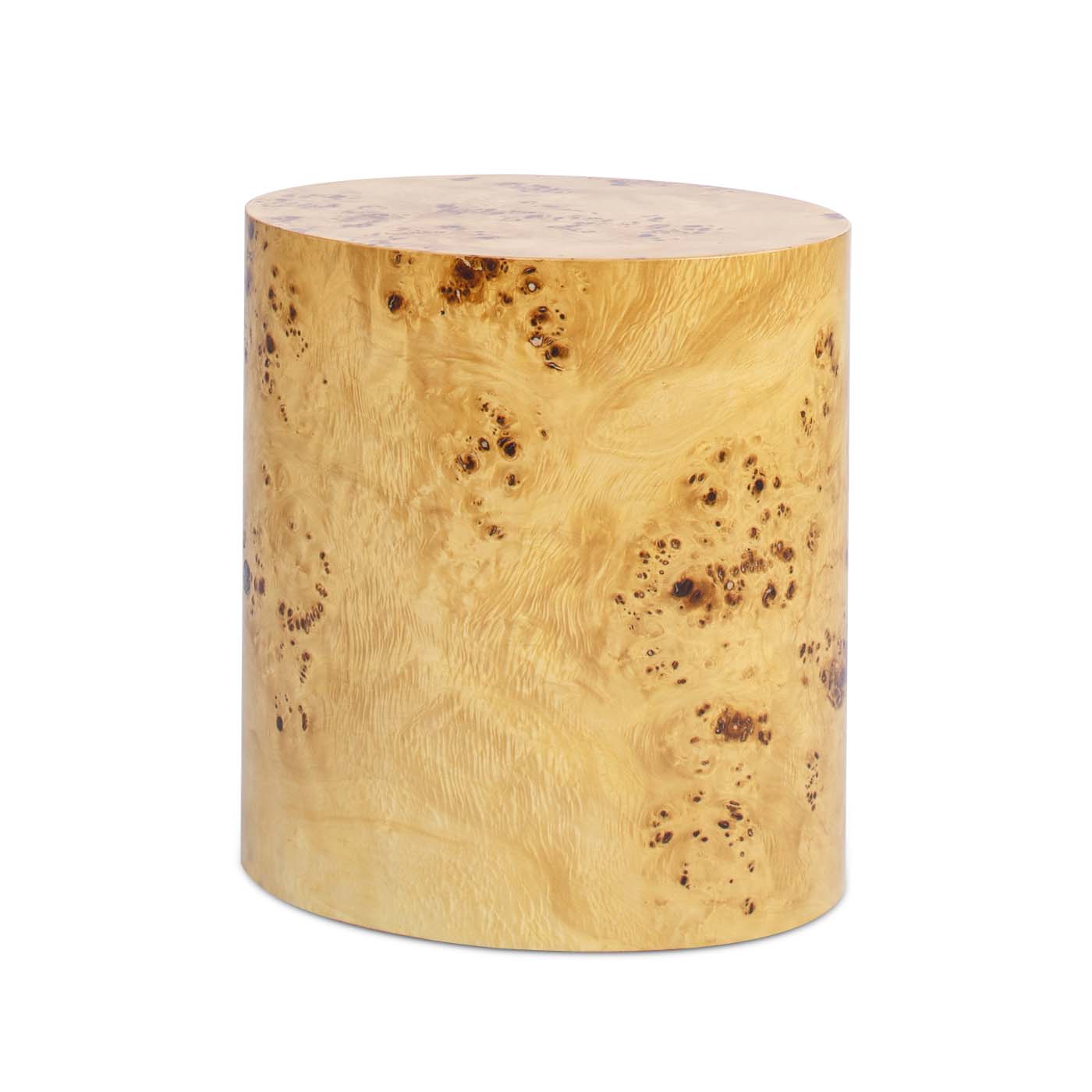 Nebula 20" Accent Oval Pillar Side Table, Warm Natural Brown Burl Wood Burly Wood Solid Wood Mdf Solid Wood Mdf