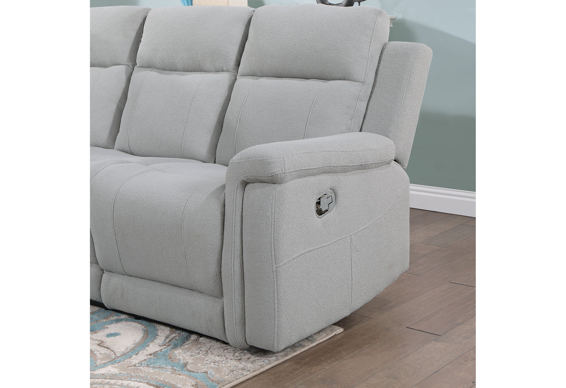 Eco Grey Reclining Sofa Gray Fabric 3 Seat