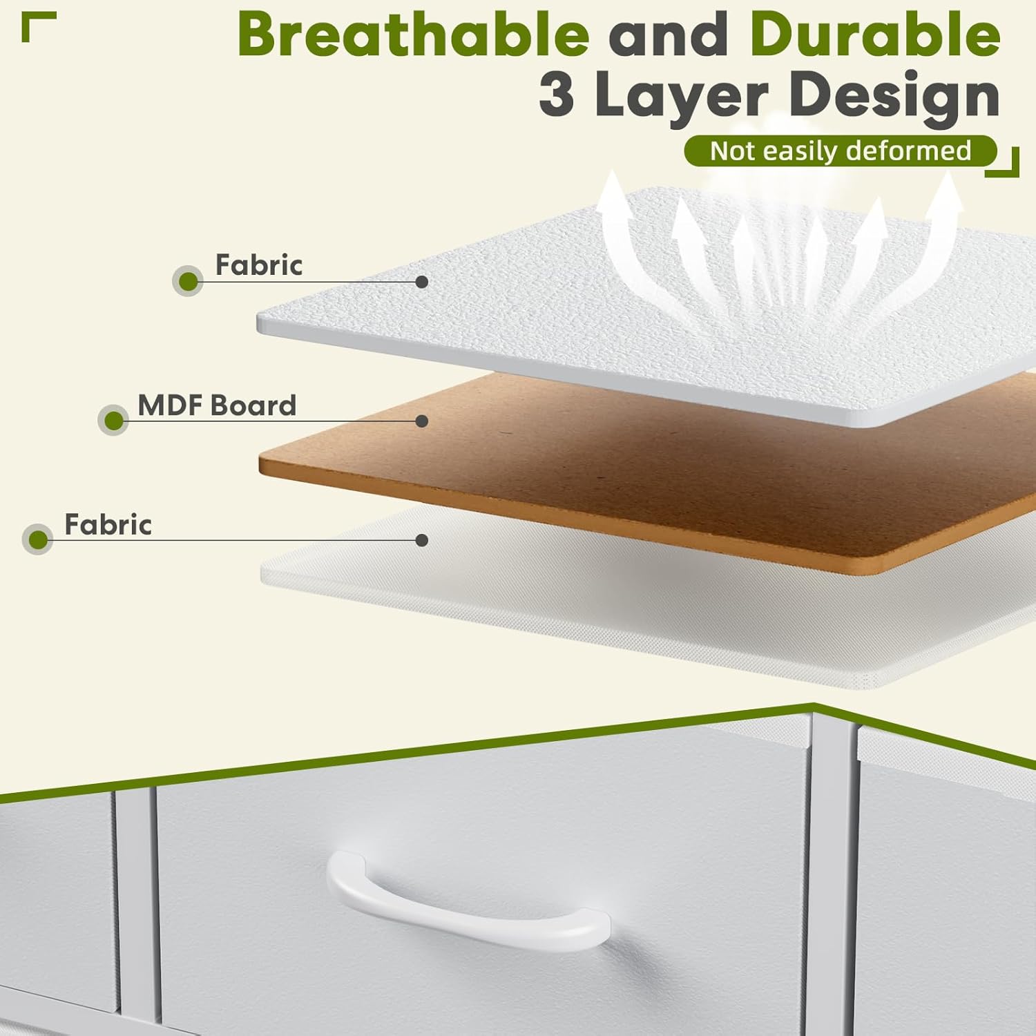 Tv Stand Dresser For Bedroom Entertainment Center With 5 Fabric Drawers, Storage Organizers Units For Living Room, Media Console Table With Open Shelf Up For 45" Tv, White, Wood Top White Wood